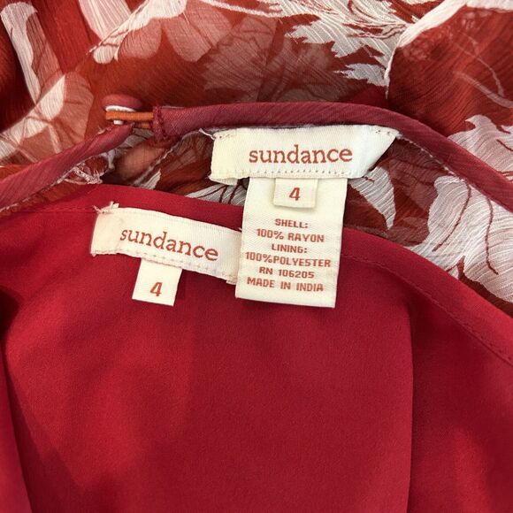 SUNDANCE Red Floral Maxi Sundress Boho Short Sleeve Slip Dress Size 4 - Picture 7 of 9